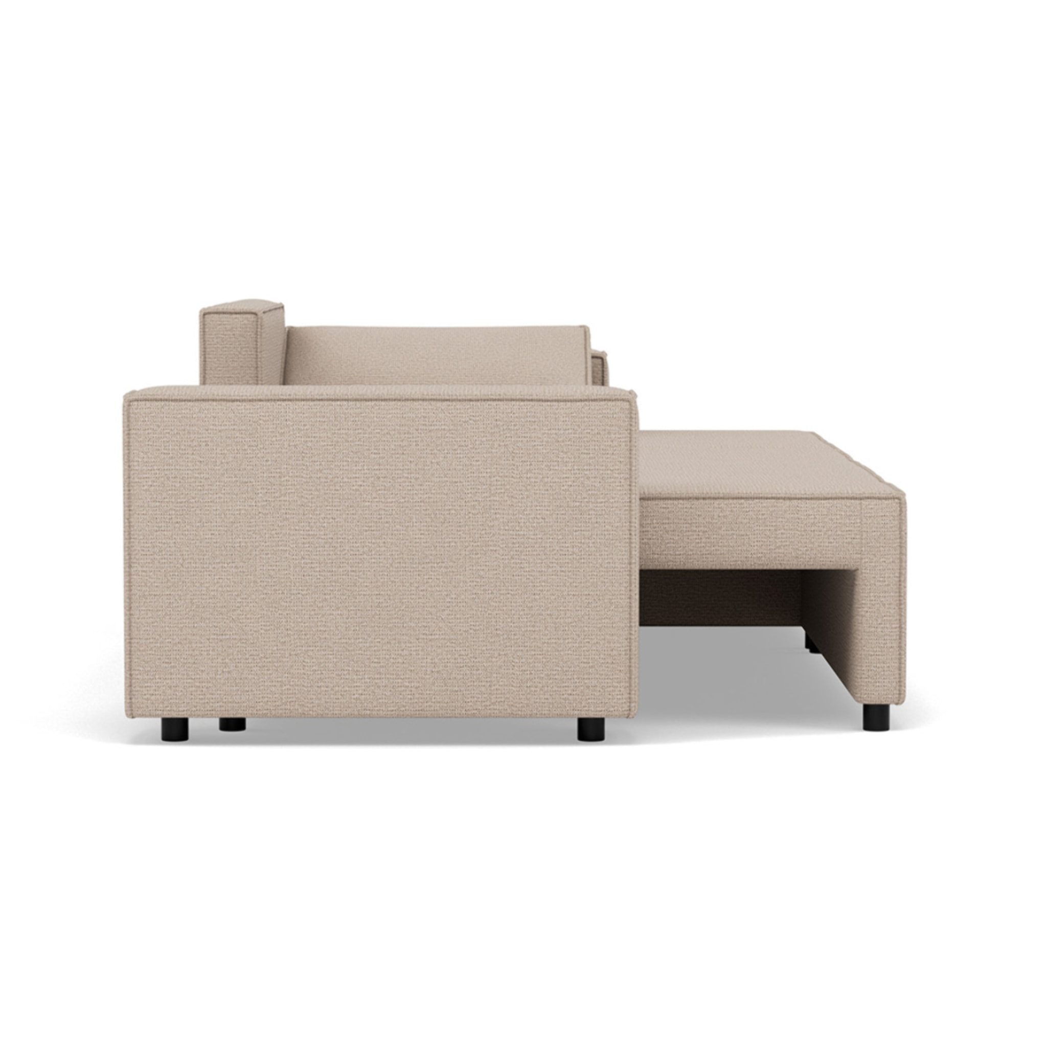 Jonas - canapé d'angle réversible 4 places convertible avec coffre en tissu texturé - Beige