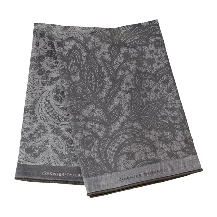 Lot de 2 mouchoirs pur coton motif jacquard beige Dentelles blanc douceur