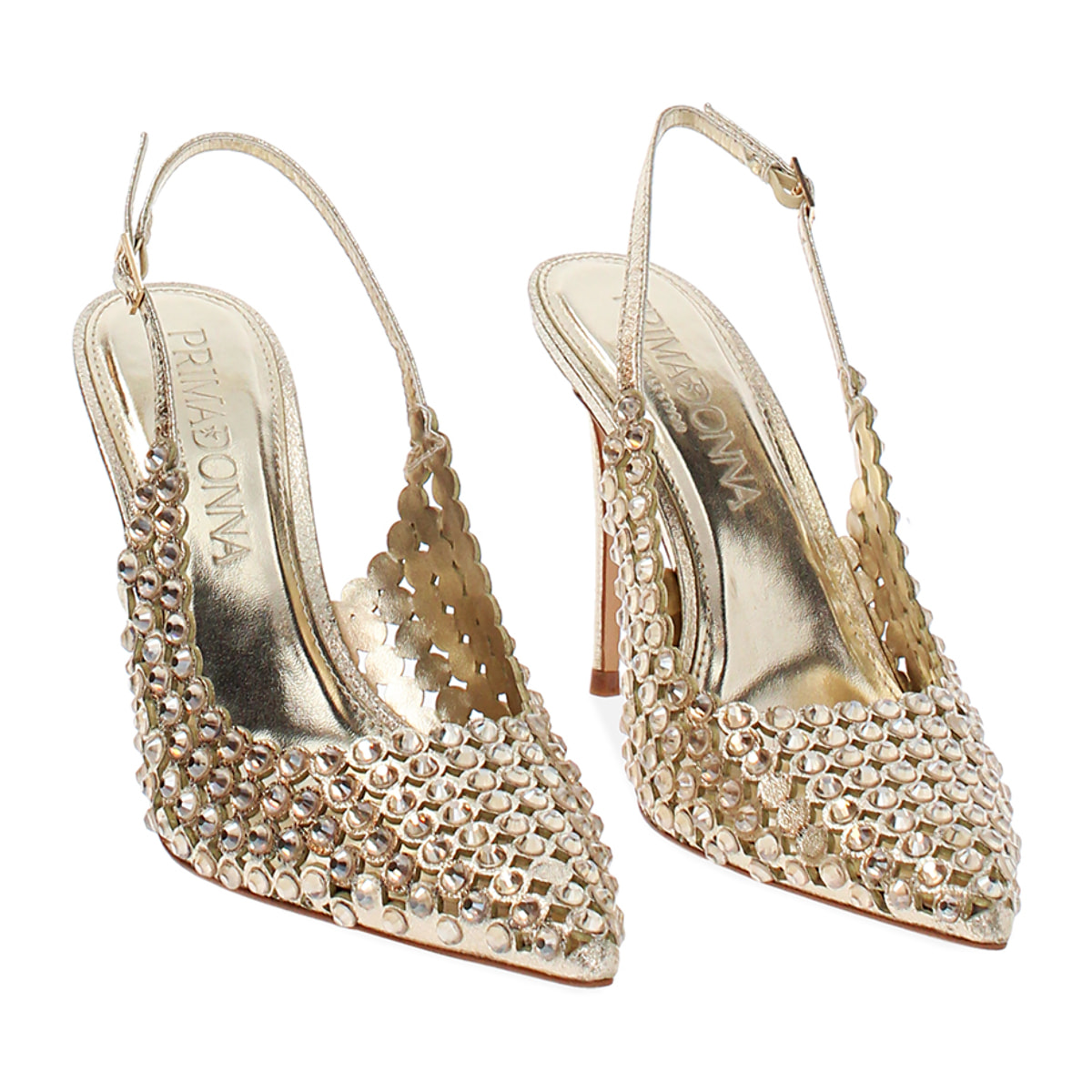 Zapato destalonado oro tacón 10,2 cm