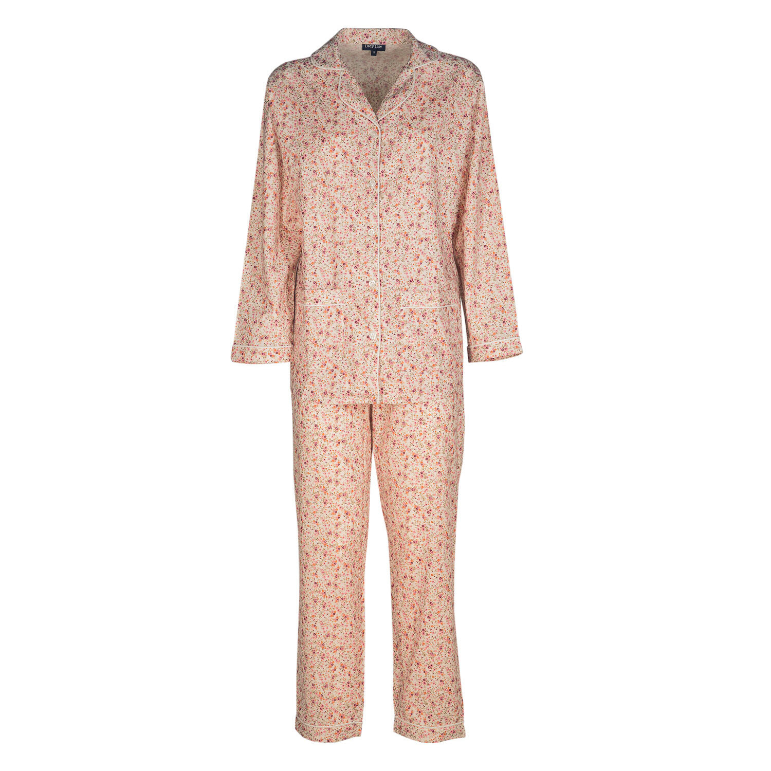 Pigiama leggero DONNA cotone fiori rosa e marroni