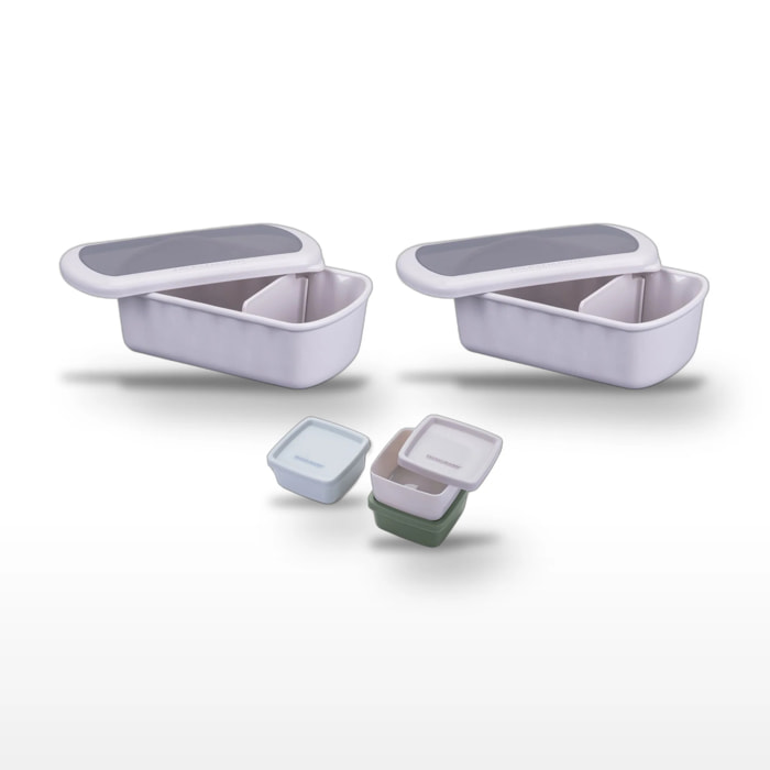 Lot 2 Lunchbox Beige et Set 3 boîtes à sauce Fackelmann Storage