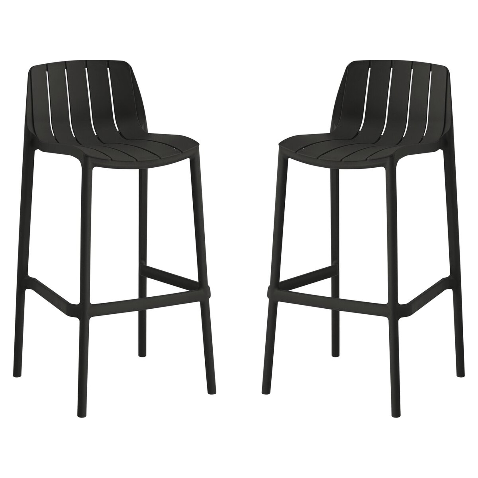 Lot de 2 chaises hautes de jardin empilable "Vaena" - Noir