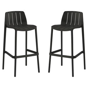 Lot de 2 chaises hautes de jardin empilable "Vaena" - Noir