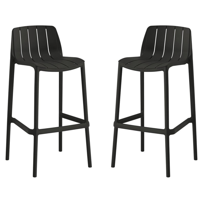 Lot de 2 chaises hautes de jardin empilable "Vaena" - Noir