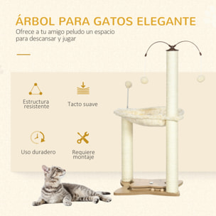 árbol Rascador para Gatos Altura 90 cm con Hamaca Postes de Sisal y Bolas Juegos