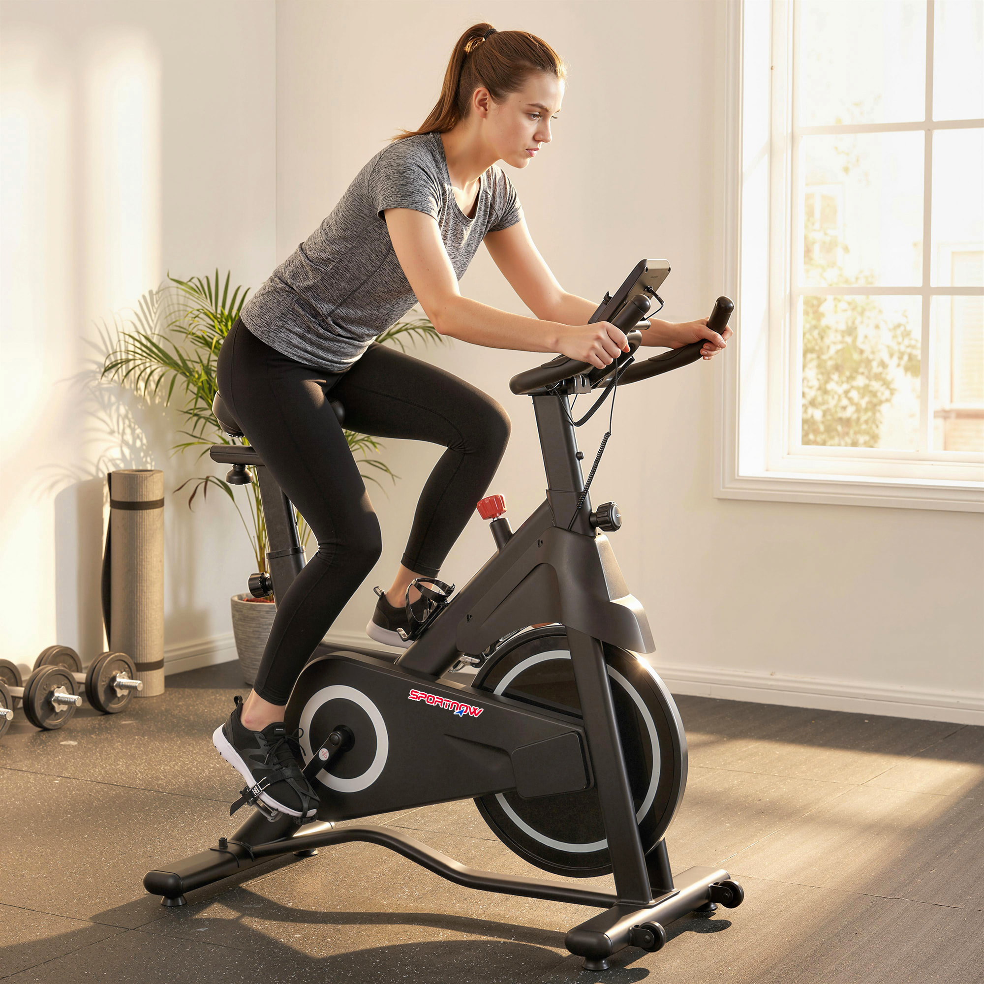 Vélo d'appartement biking résistance magnétique réglable écran LCD acier blanc