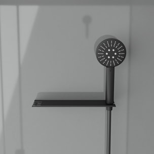 Cabine de douche 1/4 de cercle 90x90x215/230 cm - Fonds Gris Profilés Noir Mat - FOGGY