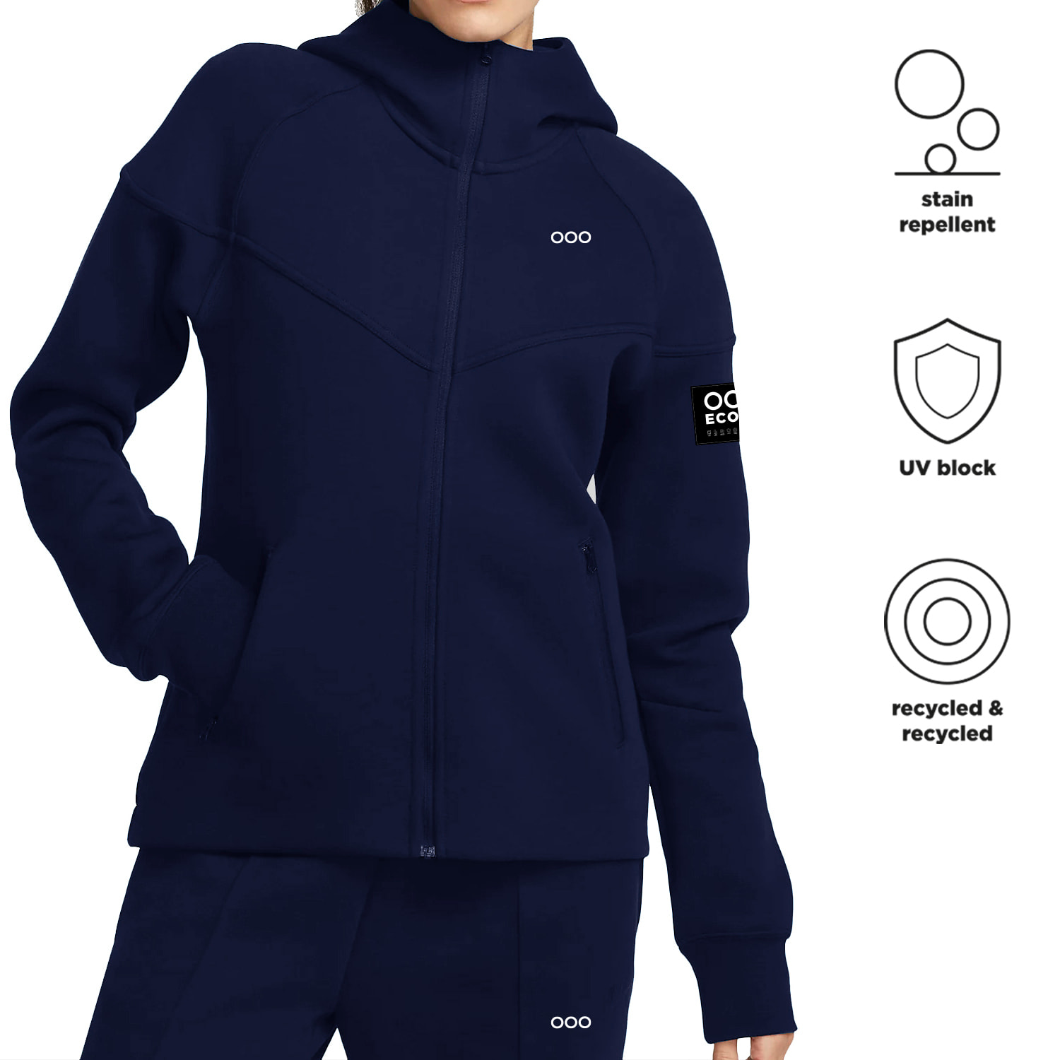 Sudadera con capucha ECOON modelo York en color Azul Marino