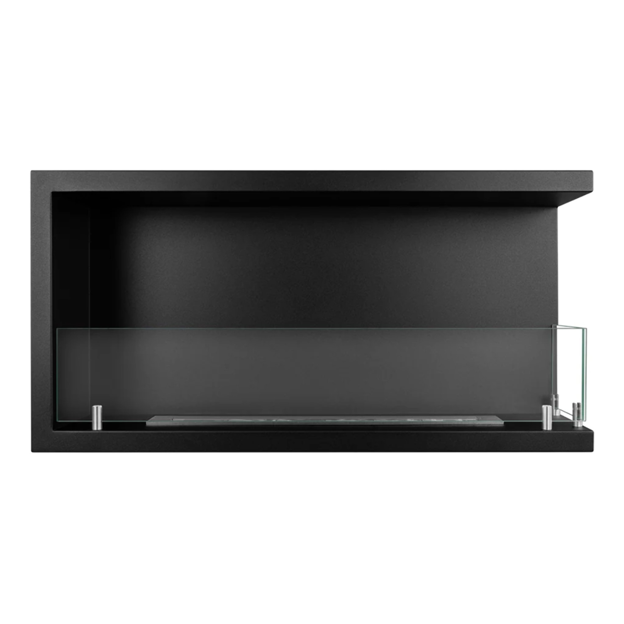 Sutri 90 - Camino a Bioetanolo da Incasso Angolare Destro 90x45x22,4 cm con Bruciatore 1,5lt in Acciaio