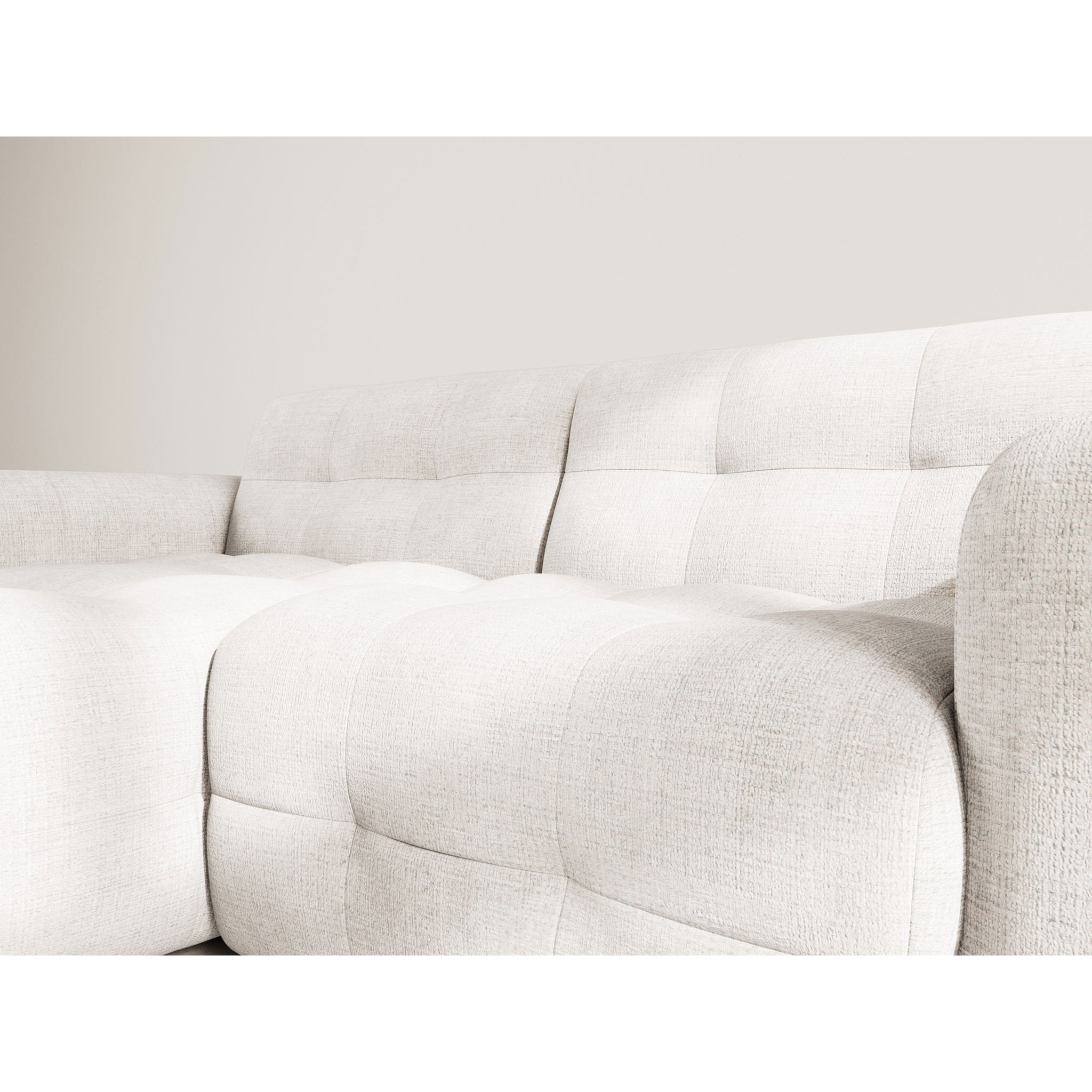 Diane - Canapé d'angle gauche 4 places en velours texturé - Beige