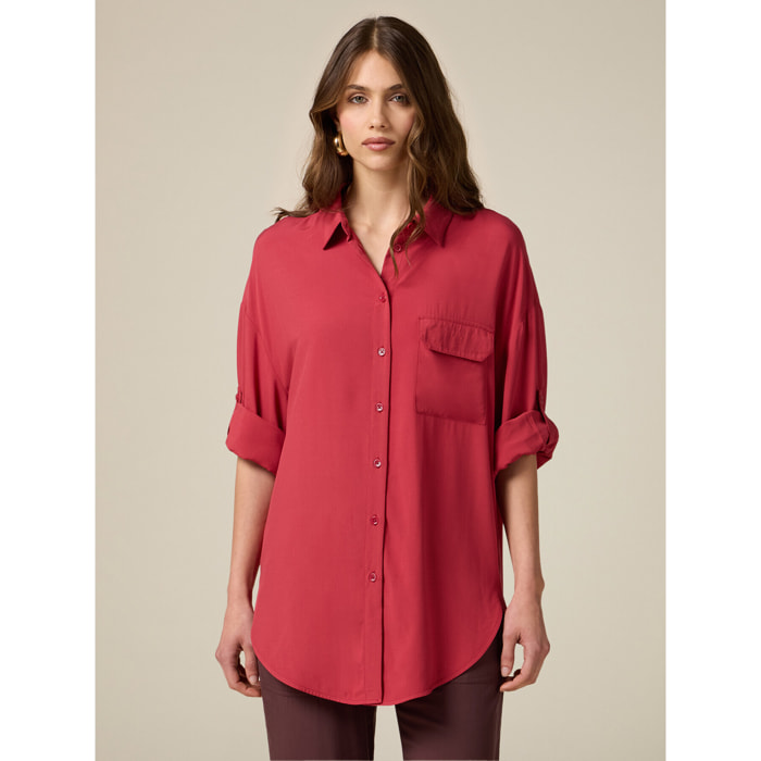 Oltre - Camisa amplia de viscosa - Rojo