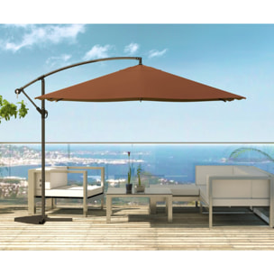 Parasol LED déporté carré 3x3m chocolat DAVAGNA
