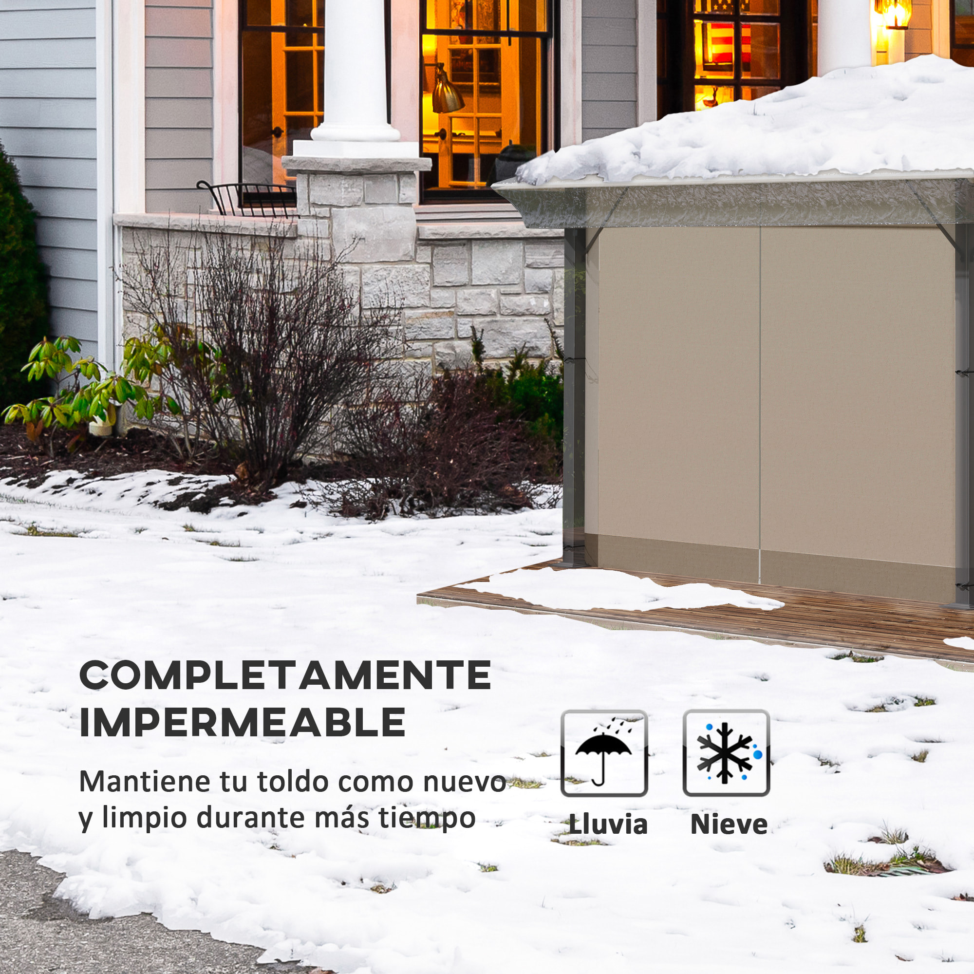 Cubierta Protectora para Gazebo 3x3 m Cubierta Impermeable para Pérgola Toldo Carpa Funda Protectora Protección contra la Intemperie Transparente