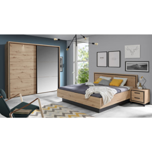 Armoire Dressing 2 portes coulissantes LED & miroir L230cm - IBIZA