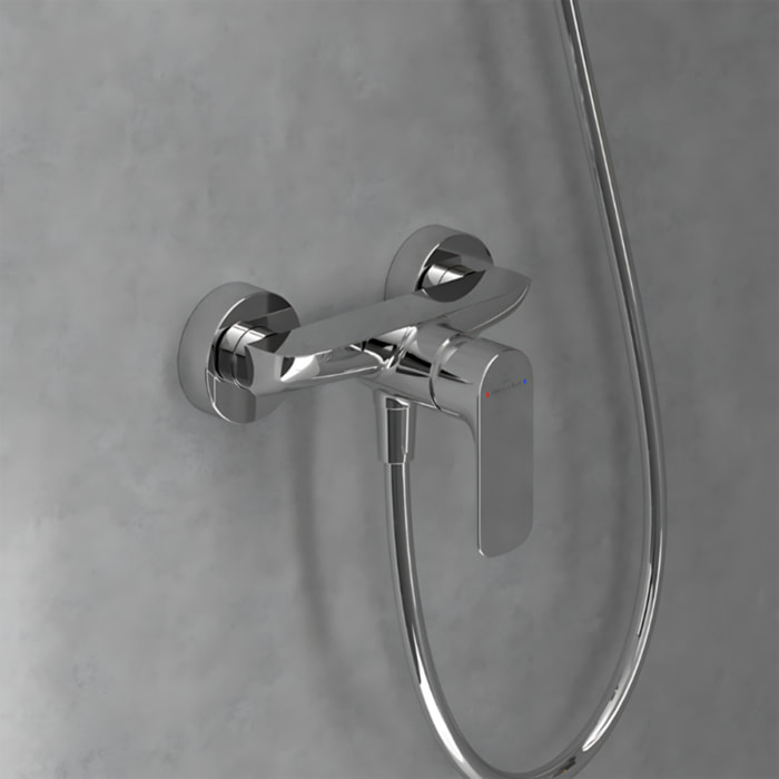 Mitigeur mécanique douche O.novo Chrome + Ensemble de douche Verve Showers 3 jets Chrome