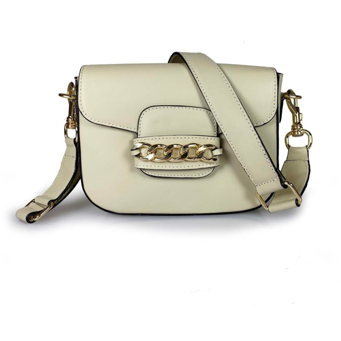 Borse Donna colore Beige-in pelle Made in Italy 24x20x7cm