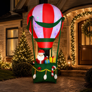 Globo aerostático hinchable navideño con papá noel, 110x110x210 cm, luces led integradas, decoración para exterior e interior con adaptador