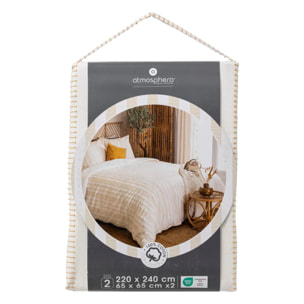 Parure de lit Isao coton blanc/jaune 240x220cm