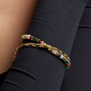 Pulsera con Lacado Multicolor acabado oro 18k