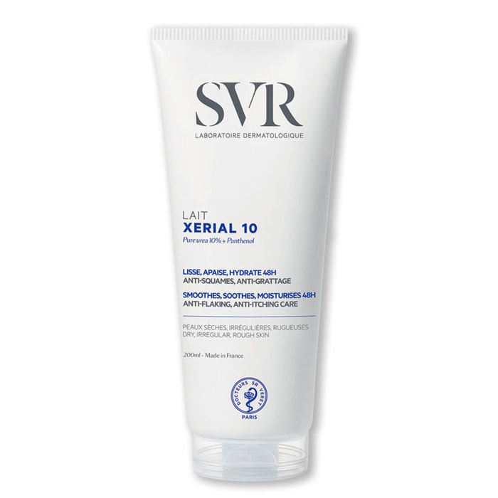 XERIAL 10 - Lait Corps Anti-Squames, Anti-Grattage, Lissant, Apaisant, Hydratant 48h