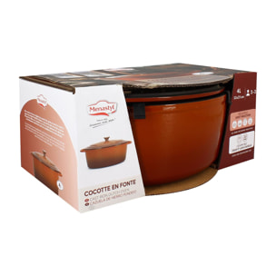 Cocotte en fonte émaillée 4L brique MONTAGNE