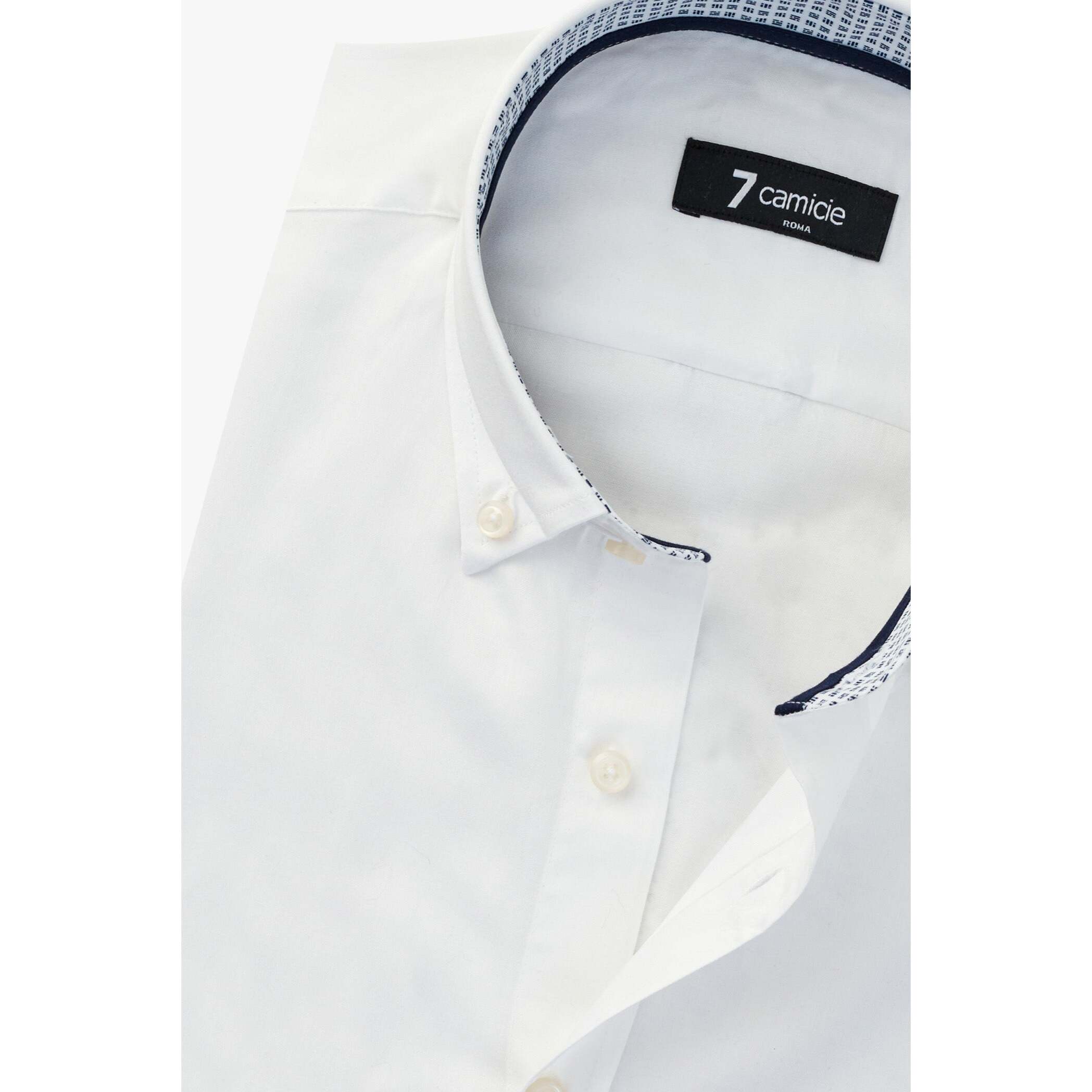camicia uomo 1 bottone button down slim Satin Unito Bianco