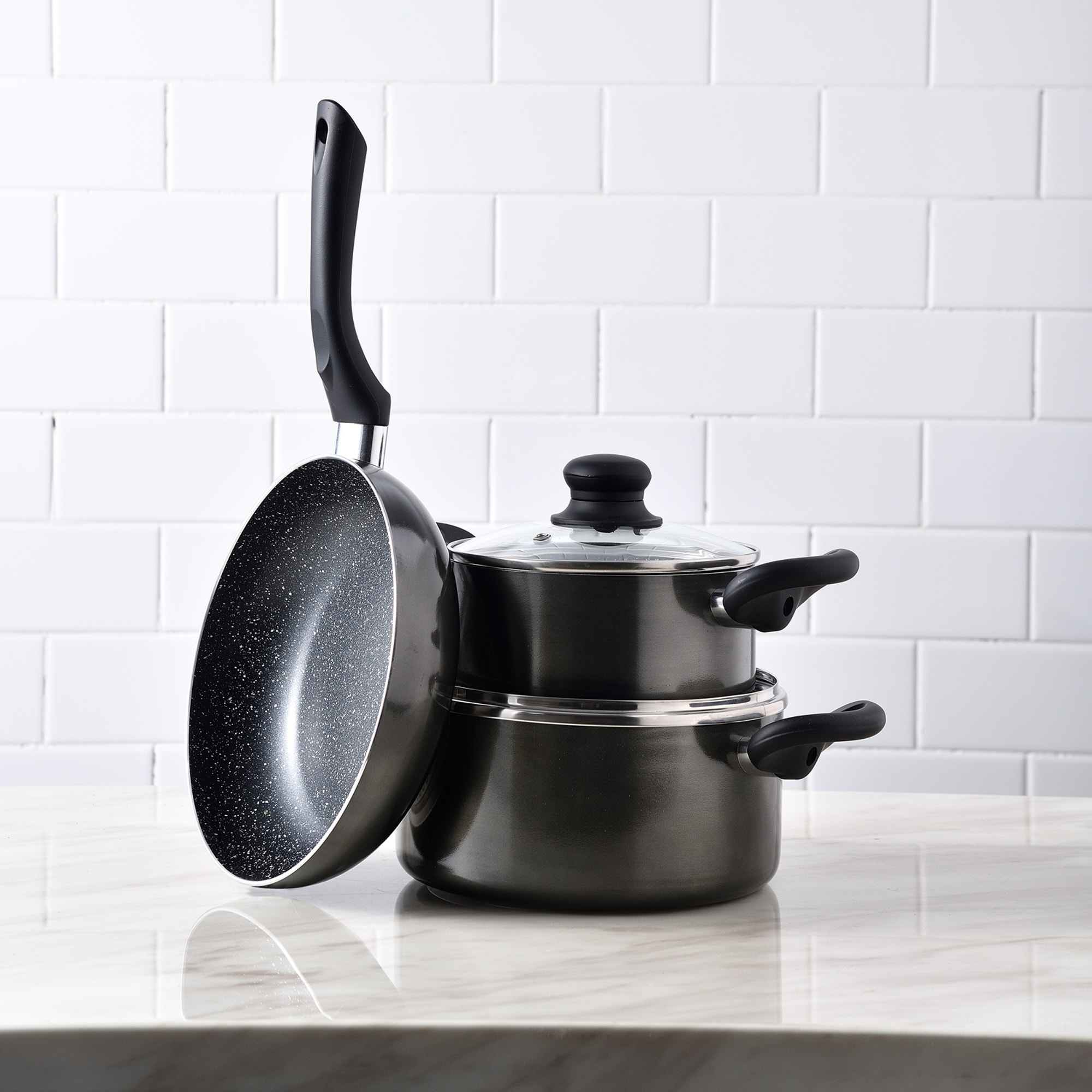 Batería de cocina 5pc aluminio prensado + juego de sartenes ø16ø20ø24 aluminio prensado san ignacio