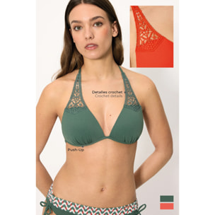 Top bikini a triangolo push-up Verde