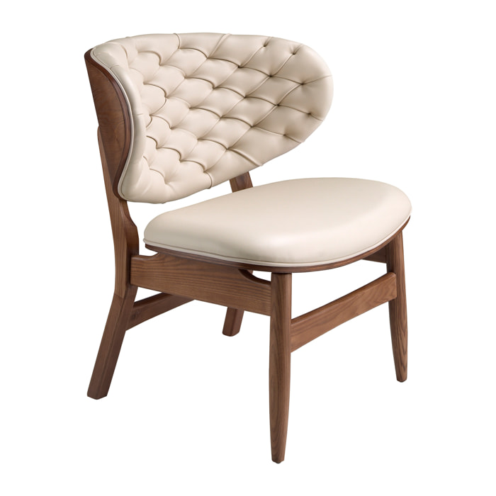 Sillón Angel Cerdá tapizados en polipiel en arena detalle en madera chapada en nogal natural patas de madera en noga 78x69x80cm
