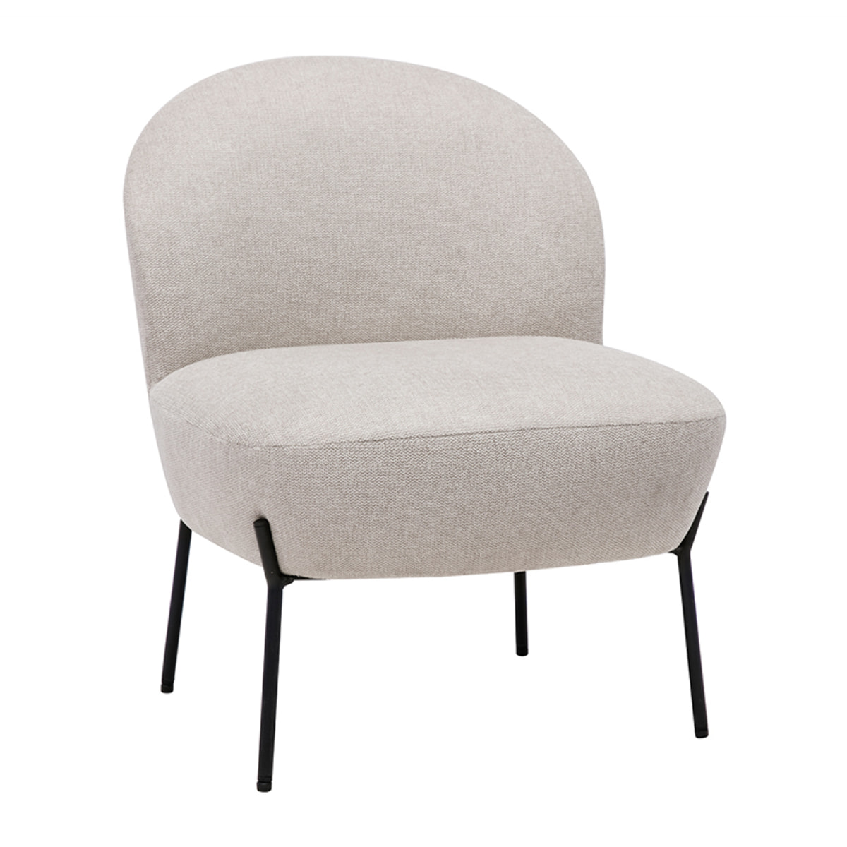 Fauteuil en tissu effet velours texturé beige et métal noir BELEY