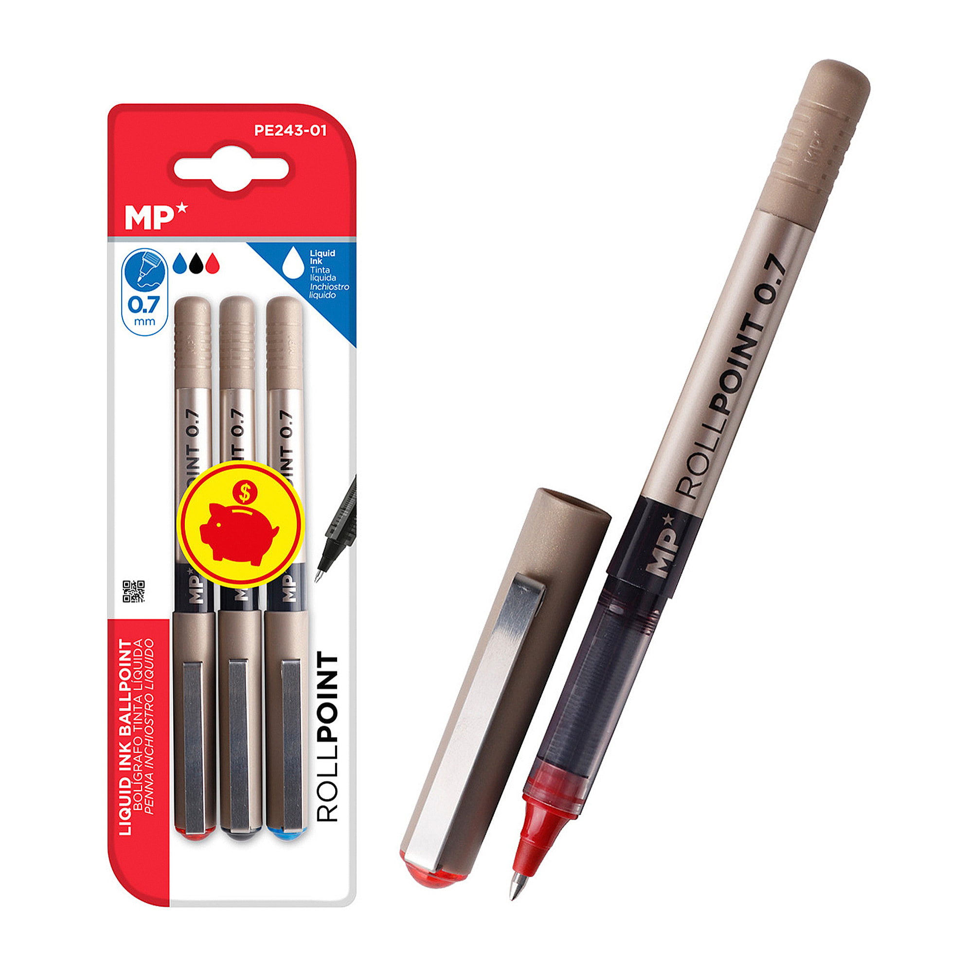 SET BOLÍGRAFOS G7 TINTA LÍQUIDA PUNTA BALL 3 Uds.