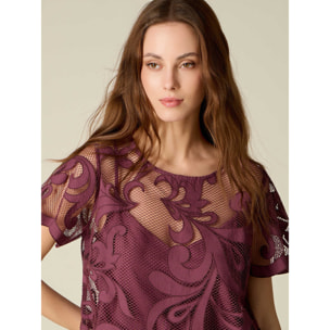 Oltre - Blusa in pizzo con top sotto - Viola