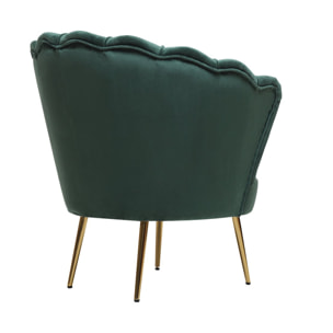 Fauteuil en velours "Floria" - 75 x 68 x 77.5cm - Vert