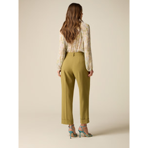 Oltre - Pantaloni cropped con pinces - Verde