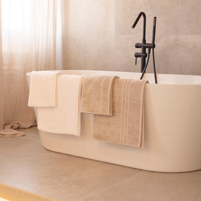 Naturals - Set de 2 Toallas Lisas - 100% Algodón - 600 g/m² - Absorvente - Blanco