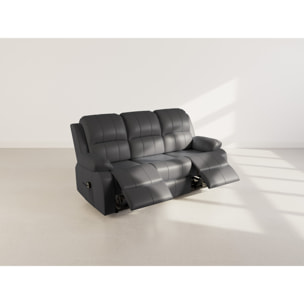 Armand - Canapé 3 places relax électrique en simili - Noir