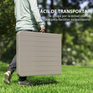 Conjunto de Camping Plegable de 3 Piezas Mesa Plegable Camping con Bancos Incluye 1 Mesa 180x74x74 cm y 2 Bancos Efecto Madera Impermeable para Acampadas Jardín Pícnic Marrón