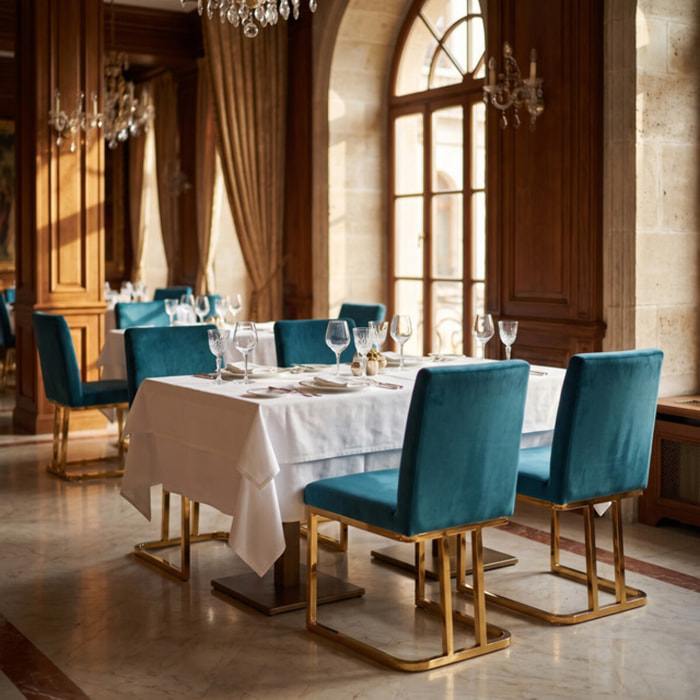 Sedia Imbottita in Effetto Velluto con Gambe Oro, Design Moderno ed Elegante per Sala da Pranzo, Cucina, Soggiorno, Studio e Ufficio