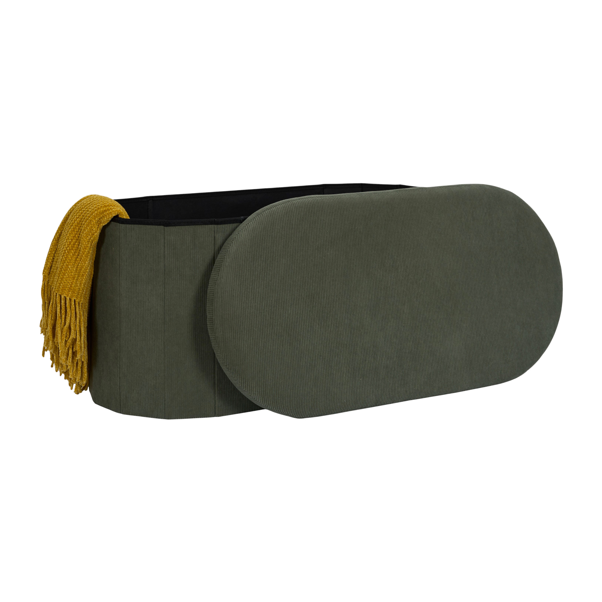 Coffre Banc Pliable - HOME DECO FACTORY - Jules - Tissu Côtelé - Vert
