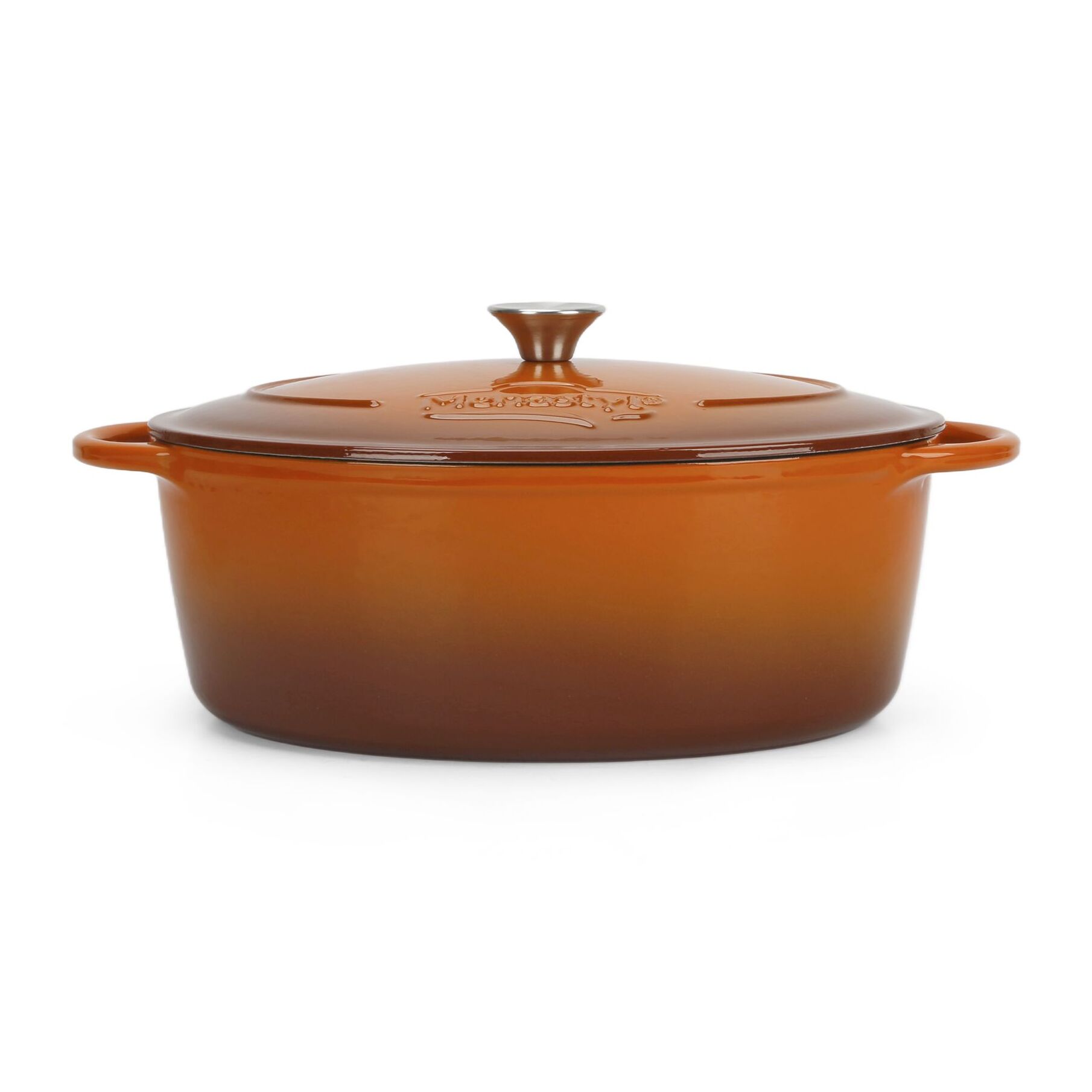 Cocotte ovale montagne 4l en fonte émaillé brique