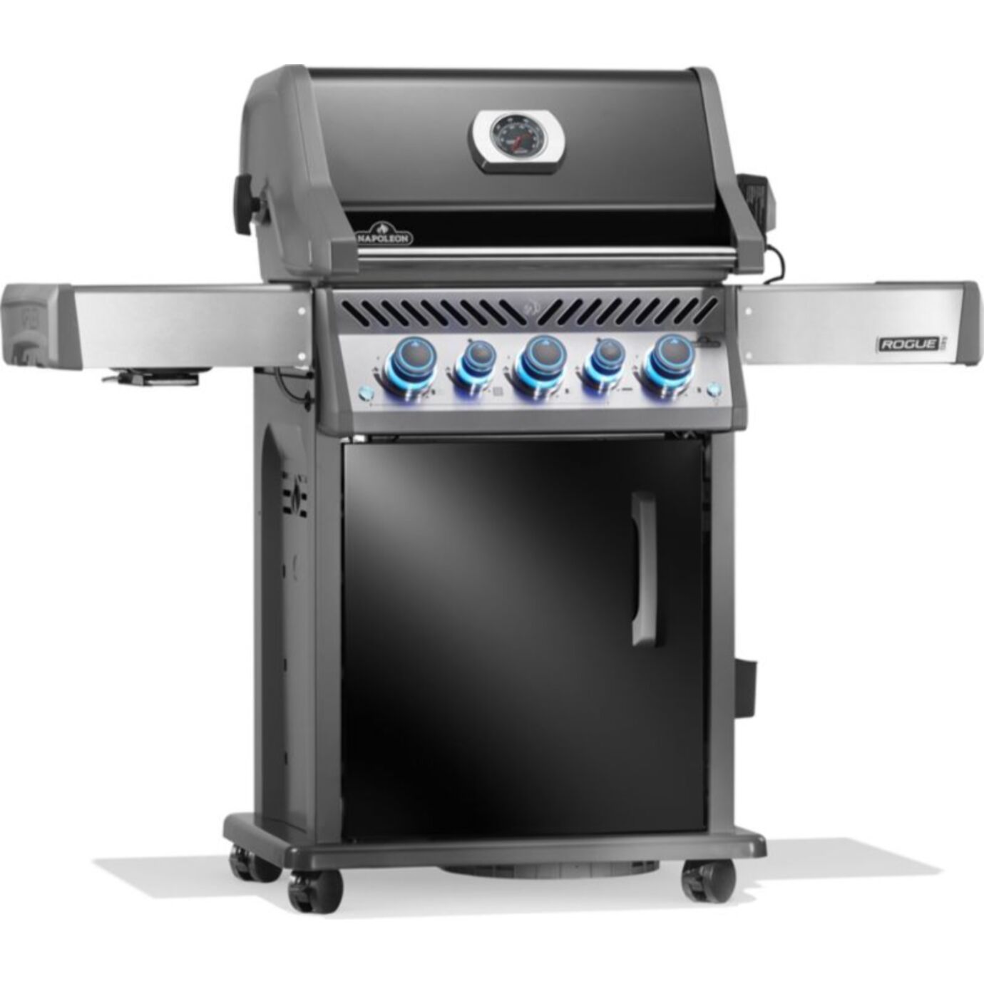 Barbecue gaz NAPOLEON Rogue RPS425RSIBPK2FRR noir 5 bruleurs sur chariot,  60x45 cm bruleurs latéral et arrière infrarouge