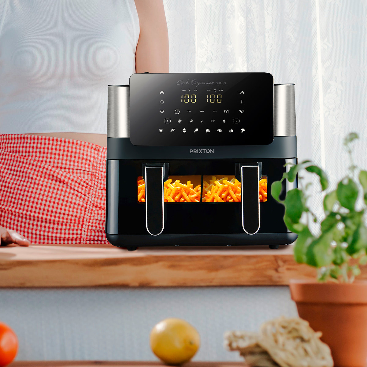 Freidora de Aire caliente sin aceite Cook Organics - 8 Litros - 12 Programas - 2000 W