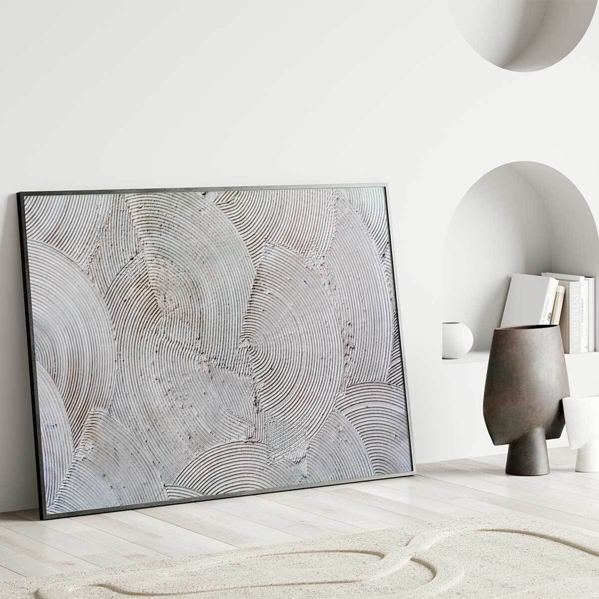 Affiche encadrée motif géométrique spirales grises Affiche + cadre en métal - Noir