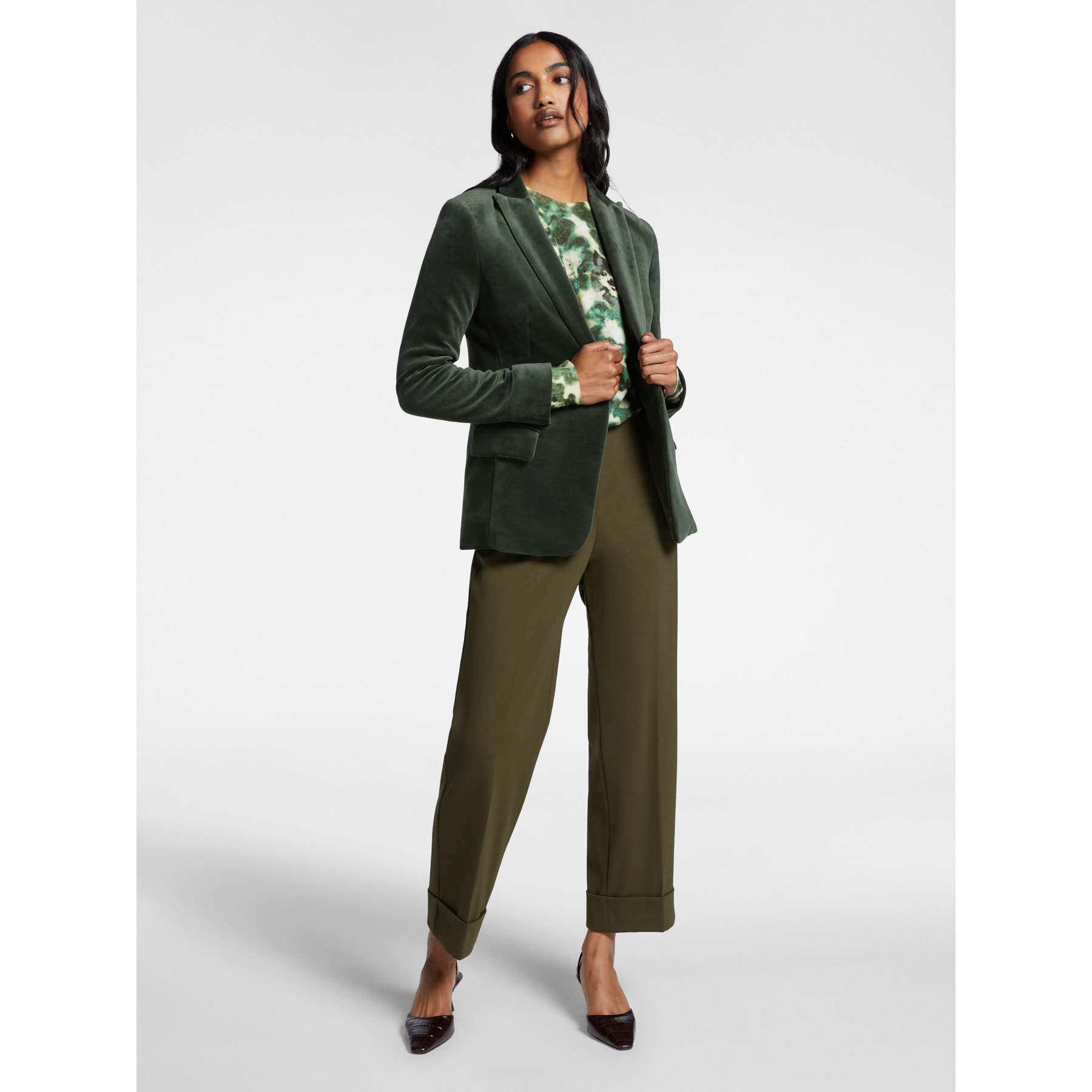 Elena Mirò - Pantaloni cropped tinta unita - Verde militare