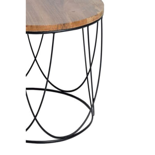 Mesa de centro - Metal y Madera - 41x80x80cm