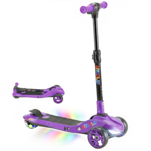 Trottinette électrique enfant pliable 3 roues 8 Km/h max LED violet