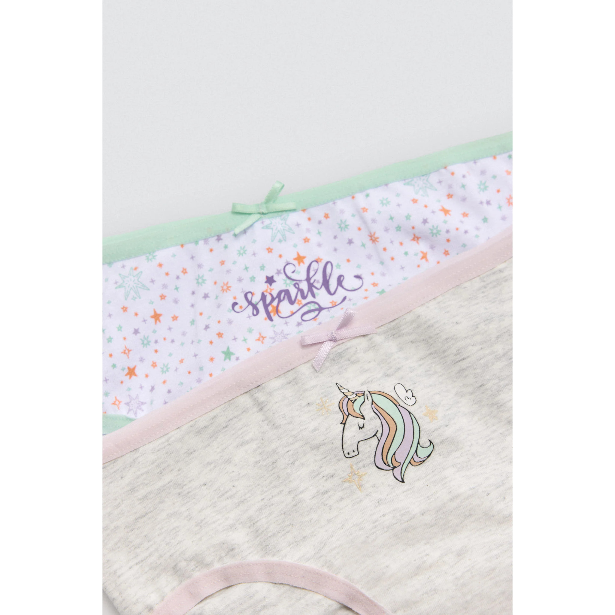 Confezione da 2 mutandine in cotone per bambine con stampa di unicorni e stelle