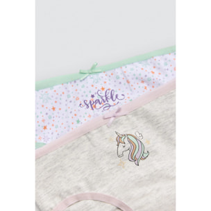 Confezione da 2 mutandine in cotone per bambine con stampa di unicorni e stelle