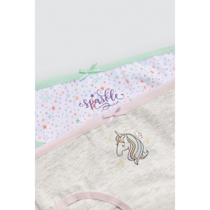 Confezione da 2 mutandine in cotone per bambine con stampa di unicorni e stelle