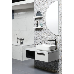 Set vasque à poser rectangulaire 50x39x13cm sans trop-plein + bonde à écoulement libre Infinitio blanc